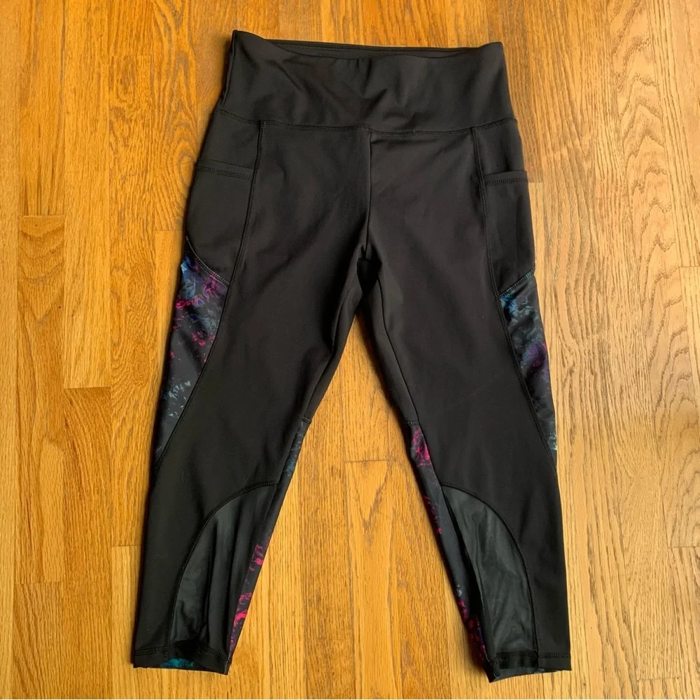 Marika mesh crystal Dye Yoga Capris mckenna black purple pink - Picture 4 of 10